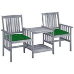 vidaXL Tuinstoelen met tafeltje en kussens massief, Tuin en Terras, Verzenden, Nieuw, Hardhout, Tuinset