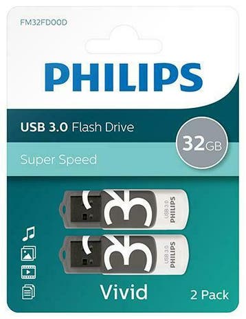 Philips | USB Stick | 32 GB | USB 3.0 | Vivid | 2 Stuks, Computers en Software, USB Sticks, Verzenden, Nieuw