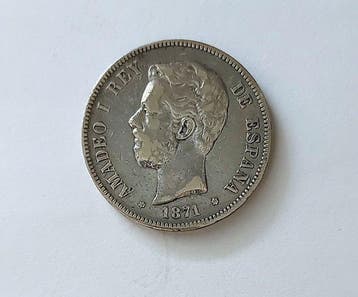 Spanje. Amadeo I. 5 Pesetas 1871*75 DEM (Zonder
