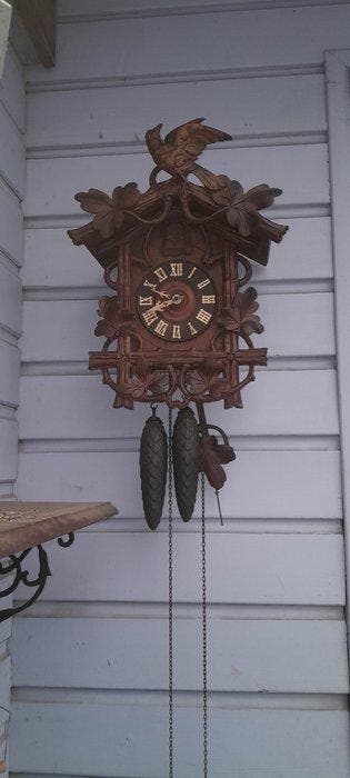 Koekoeksklok met beweegbare vogel (bek + vleugels) - Hout,