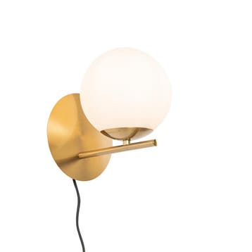 Art Deco wandlamp goud en opaal glas - Flore, Huis en Inrichting, Lampen | Wandlampen, Verzenden, Nieuw, Design