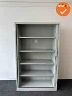 Roldeurkast - 198x122x45cm - Beige met witgrijze ribbel deur, Werkplek, Ophalen of Verzenden, Gebruikt, Kast