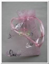 Cadeauzakje giftbag Organza Butterfly Rose Zilver 7x9 cm, Ophalen of Verzenden, Nieuw
