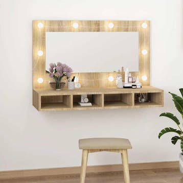 vidaXL Spiegelkast met LED-verlichting 90x31,5x62 cm sonoma, Huis en Inrichting, Verzenden, Nieuw