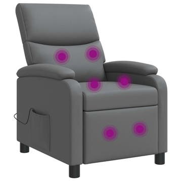 vidaXL Massage Recliner Grijs Kunstleer, Verzenden, Nieuw