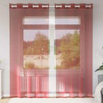 vidaXL Gordijnen voile met doorvoertules 2 st wijnrood, Verzenden, Nieuw, Rood