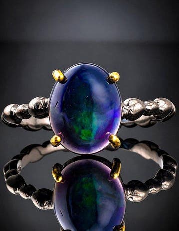Zwarte opaal statement ring - 925 Sterlingzilver -