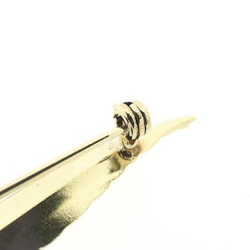 Vintage gouden broche van een veer, Ophalen of Verzenden, Gebruikt, Overige kleuren, Goud