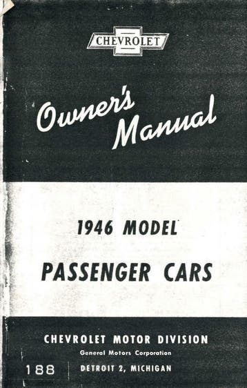 1946 Chevrolet Passenger Cars Instructieboekje Engelstalig, Verzenden