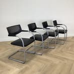 Complete Design set van 4x Vitra Visasoft Visavis, Gebruikt, Zwart, Leer, Ophalen of Verzenden