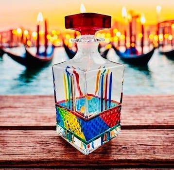 Bottiglia da whisky - Fles - handgemaakt versierd glas -, Nieuw
