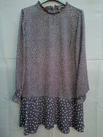 Zara Basic Collection jurkje donkerblauw beige stippen, Blauw, Zo goed als nieuw, Maat 36 (S), Zara Basic