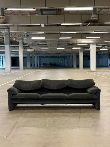 Cassina 3-zits Maralunga Bank | Vintage, Stof, Driepersoons, 75 tot 100 cm, Ophalen of Verzenden