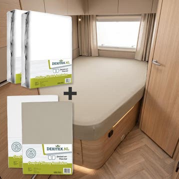 Textielpakket Frans bed - 2 moltons en 2 hoeslakens - rechts, Eenpersoons, Verzenden, Nieuw, Wit