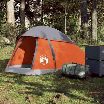 vidaXL Koepeltent 1-persoons waterdicht grijs en oranje, Verzenden, Nieuw, Tot en met 2