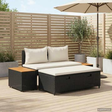 vidaXL Buiten bankenset 4 -Seater 4 st 55 x 30 x 39 cm, Verzenden, Nieuw, Rotan