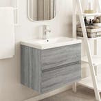 vidaXL Wastafelkast 60x38,5x45 cm bewerkt hout grijs sonoma, Huis en Inrichting, Badkamer | Badkamermeubels, Verzenden, Nieuw