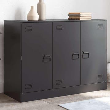 vidaXL Dressoir 99x39x73 cm staal zwart, Verzenden, Nieuw, 50 tot 100 cm, Metaal