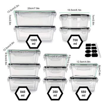 Set 12 Vershoudbakjes Luchtdicht met Deksel Meal Prep, Verzenden, Nieuw in verpakking