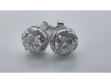 Veiling - Wit gouden oorbellen met diamant 2 x 0,50 crt ( IG, Nieuw