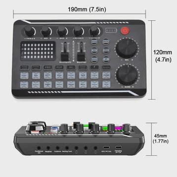 F998 Live Streaming Sound Card: DJ Mixer, Voice Changer & Au, Verzenden, Nieuw