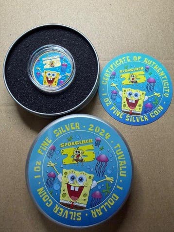 Tuvalu. 1 Dollar 2024 Spongebob 1 Oz, (.999)
