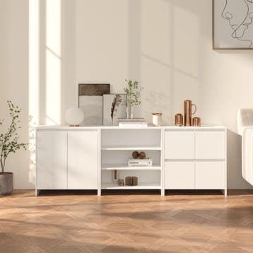vidaXL 3098073  3 st. Dressoirs bewerkt hout wit, Verzenden, Nieuw, Overige houtsoorten