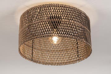 Rietveld Plafondlampen - Zwart, Naturel - Rotan, Verzenden, Nieuw