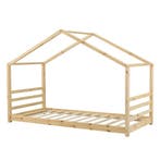 Kinderbed houten bed huisbed met bedbodem 90x200 hout, Verzenden, Nieuw