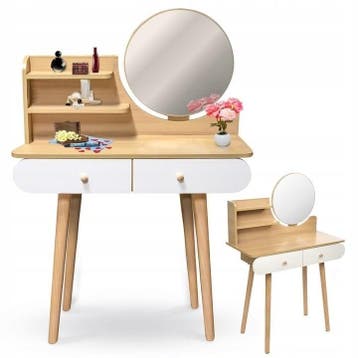 Bureau met Spiegel | MDF/Grenen | 34% Korting, 100 tot 150 cm, Ophalen of Verzenden, Zo goed als nieuw, Minder dan 100 cm