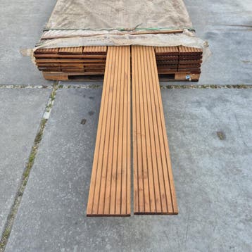 Bangkirai vlonderplanken 21x145mm – €8,55 p/m – partijen, Doe-het-zelf en Verbouw, Hout en Planken, Minder dan 25 mm, Nieuw, Ophalen of Verzenden