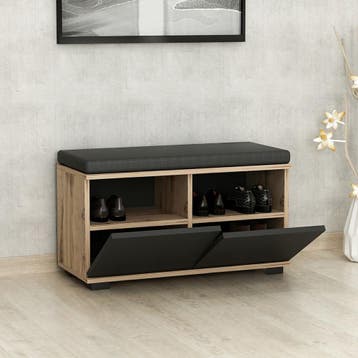 [en.casa] Schoenenrek Brande 42x80x35 cm Eiken zwart, Verzenden, Nieuw