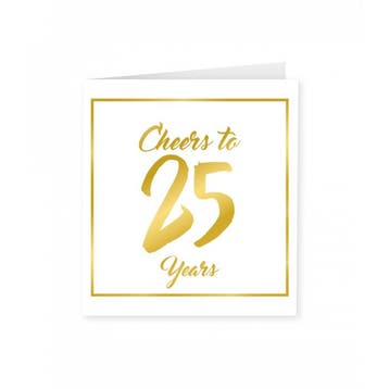 25 Jaar Verjaardagskaart Goud/Wit, Ophalen of Verzenden, Nieuw