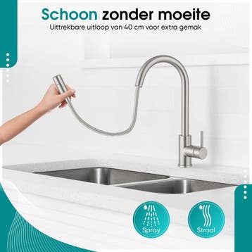 Nevana Keukenkraan met Uittrekbare Uitloop - Handdouche met, Ophalen of Verzenden, Zo goed als nieuw