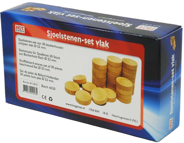 Sjoelstenen Set 52mm Holgedraaid (30 stuks) | HOT Games -, Hobby en Vrije tijd, Gezelschapsspellen | Bordspellen, Nieuw, Verzenden
