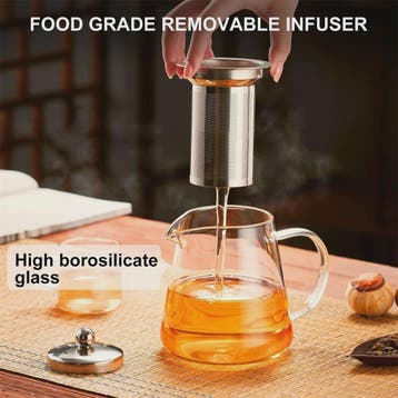 Glazen Theepot met RVS Infuser - Hittebestendig & Stijlvol, Verzenden, Nieuw