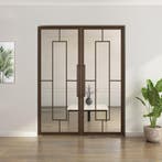 Dubbele stalen taatsdeur - Brons - 5 Vlaks - Helder glas, Minder dan 80 cm, Overige typen, Nieuw, Metaal