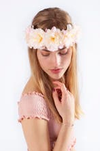 Bloemenkrans Haar Hibiscus Lichtroze Wit Wit Roze Hawaii Blo, Ophalen of Verzenden, Nieuw, Carnaval, Accessoires