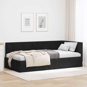 Slaapkamer Bed Zwart Fluweel | 35% Korting, 90 cm, Eenpersoons, Zwart, Ophalen of Verzenden