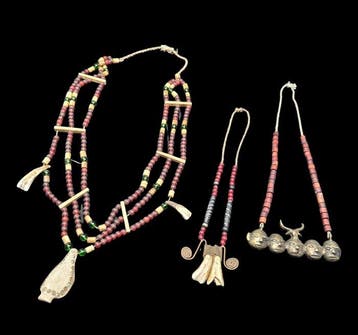 3 original real necklaces from Nagaland, bone beads - Naga