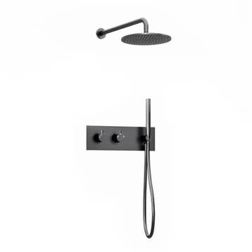 Inbouw regendouche met wandarm 20cm douchekop gun metal, Verzenden, Nieuw