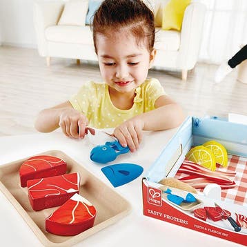 Hape keukenspeelset vlees en vis -  van €23,99 voor €14,39, Ophalen of Verzenden, Nieuw