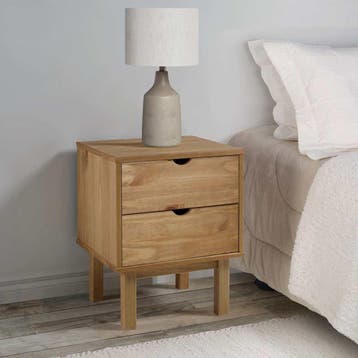 vidaXL Nachtkastje OTTA 45x39x57 cm massief grenenhout, Minder dan 45 cm, Verzenden, Nieuw, 55 tot 70 cm