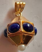 Artlinea - Hanger - 18 karaat Geel goud Lapis lazuli - Parel