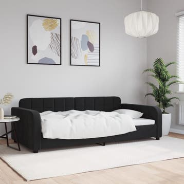 vidaXL Slaapbank 100x200 cm fluweel zwart, 100 cm, Eenpersoons, Verzenden, Zwart