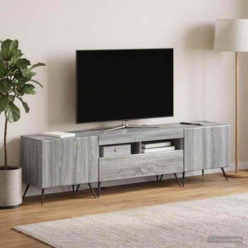 vidaXL 3-delige LED TV-kast BREDA 3 st Grijs Sonoma Bewerkt, Minder dan 50 cm, Verzenden, Nieuw, Minder dan 100 cm