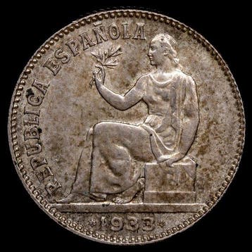 Spanje. Segunda Republica. 1 Peseta 1933 (*34) - Madrid
