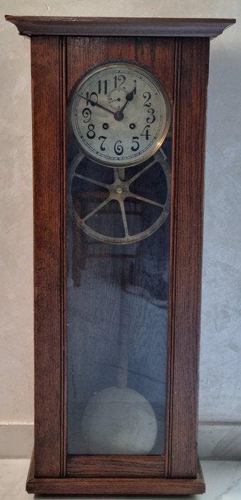 Wandklok - Hout, Messing, Glas, Metaal - 1920-1930, Antiek en Kunst