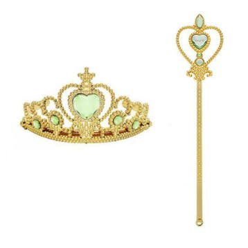 Kroon en staf - Goud met licht groen, Sieraden, Tassen en Uiterlijk, Kindersieraden, Ophalen of Verzenden, Nieuw