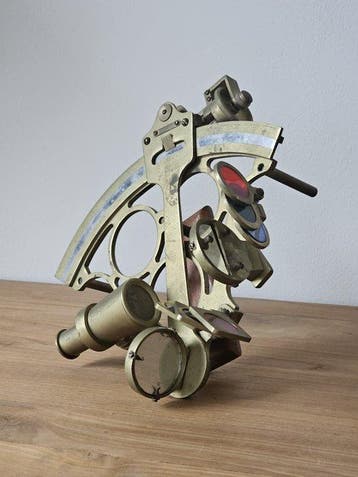 Sextant - Messing, Hout, Glas - Reyland & Son London - No
